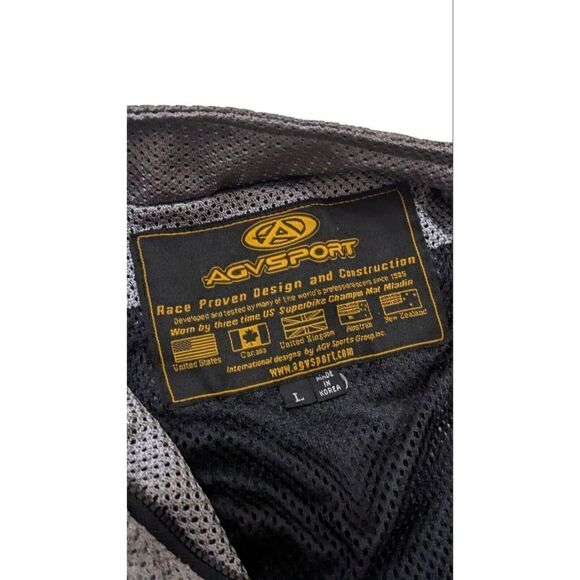 AGV‎ Sport Mens Large Gray Black Armored Motorcycle Jacket Padded - Picture 2 of 7